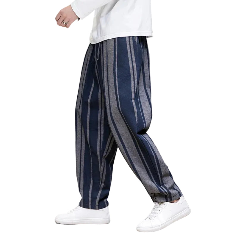 Dame Cropped Bukser med Stripemønster 0
