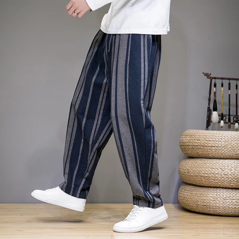 Dame Cropped Bukser med Stripemønster 1