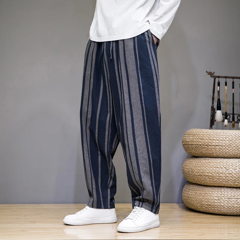 Dame Cropped Bukser med Stripemønster 2