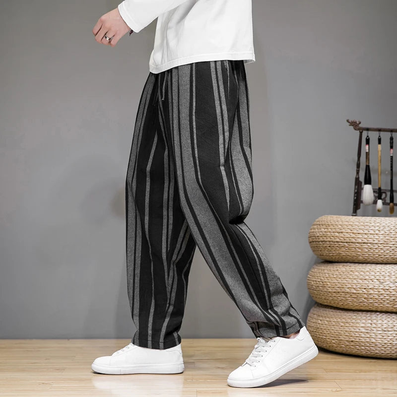 Dame Cropped Bukser med Stripemønster 6