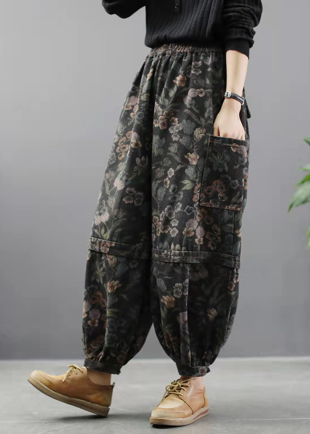 Dame Denim Bukser med Trykk og Lantern Stil 2
