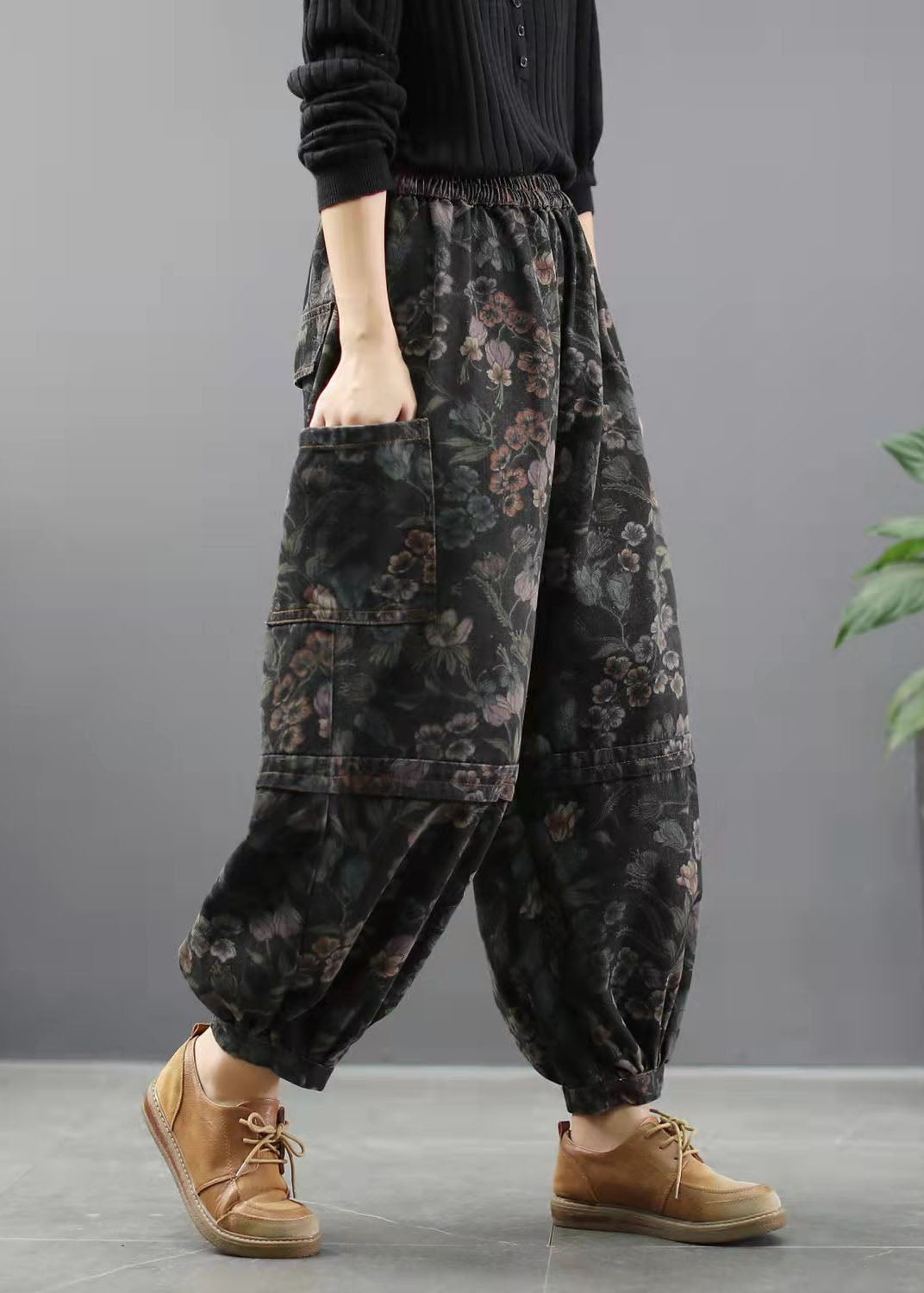 Dame Denim Bukser med Trykk og Lantern Stil 3