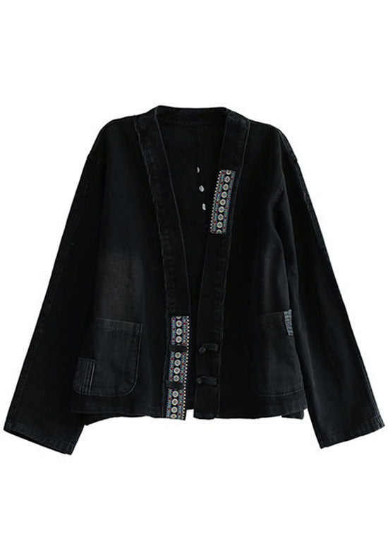Dame Denim Jakke med Broderte Lommer 4