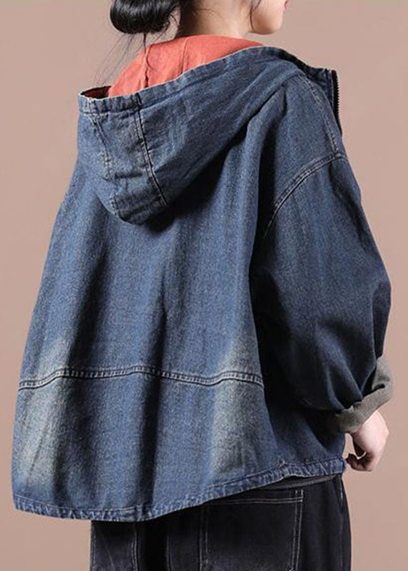 Dame Denim Jakke med Hette og Glidelås 3