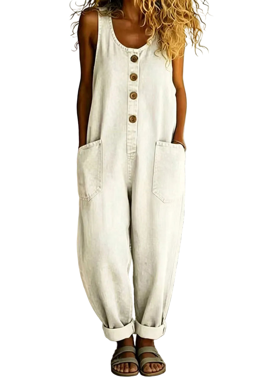 Dame Denim Jumpsuit Oversized Vintage Stil 0