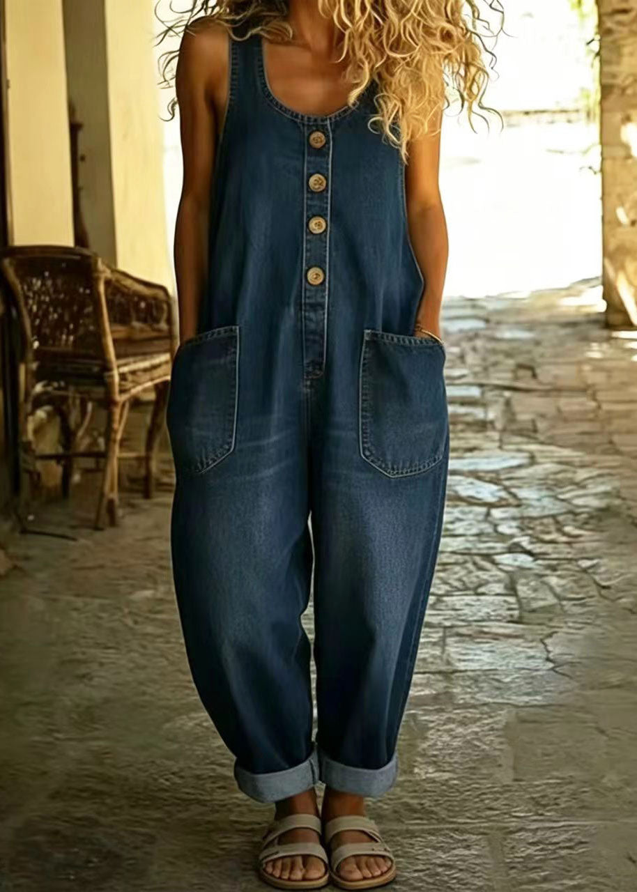 Dame Denim Jumpsuit Oversized Vintage Stil 4