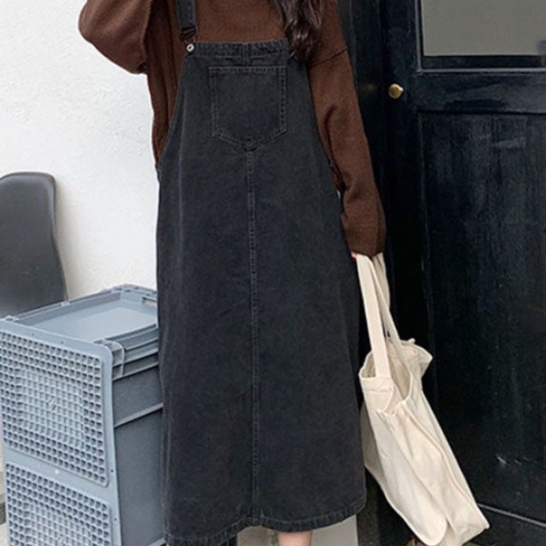 Dame Denim Kjole med Frontlomme 6