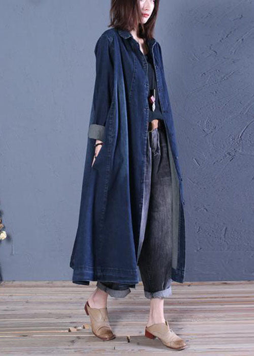 Dame Denim Trenchcoat med Peter Pan Krage 2