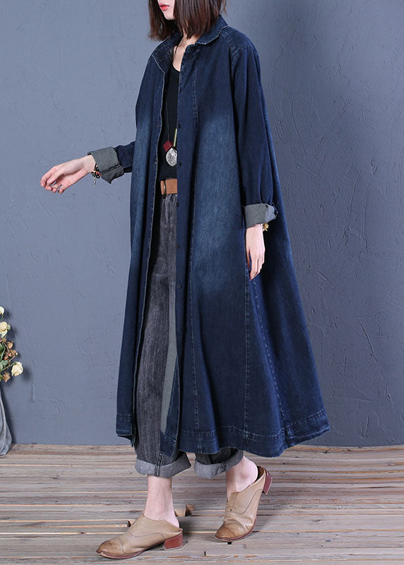 Dame Denim Trenchcoat med Peter Pan Krage 3