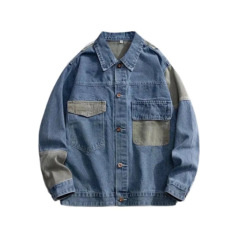 Dame Denimjakke Boksy Geometrisk Design 0