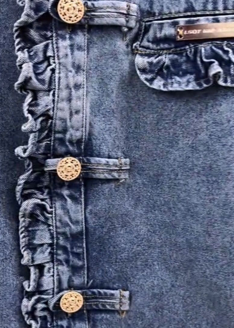 Dame Denimkåpe med Volanger 4