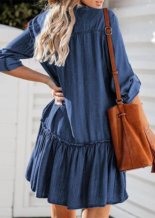 Dame Denimkjole med Rysjekrage og Sommerstil 3