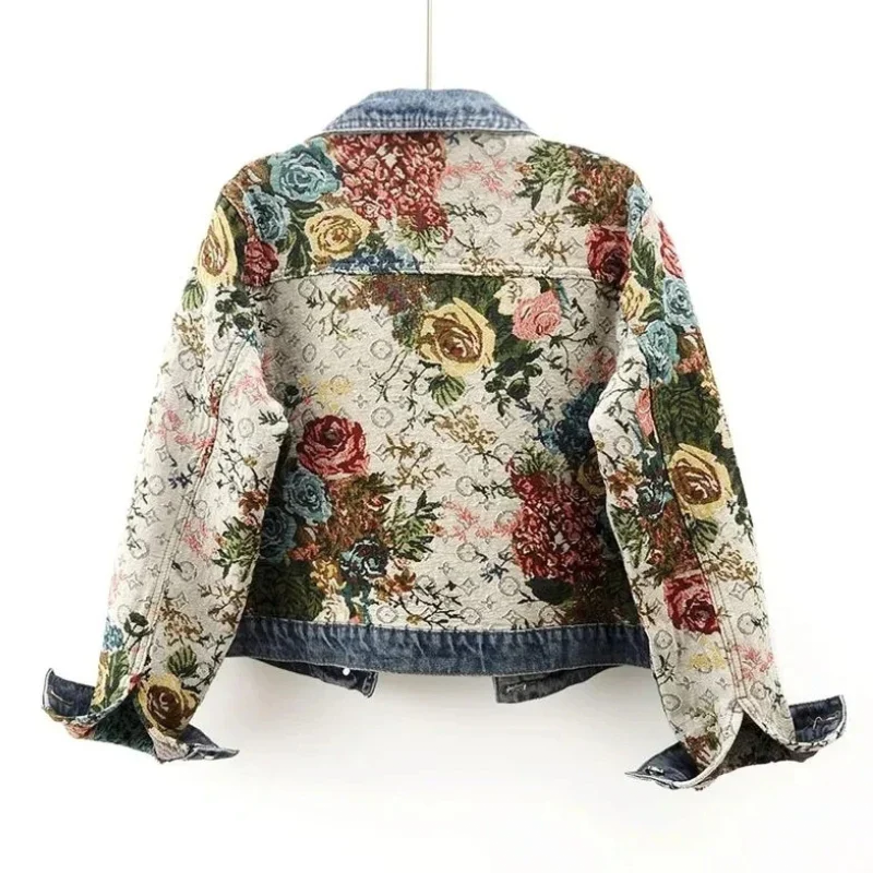 Dame Dongerijakke med Blomsterdesign 1