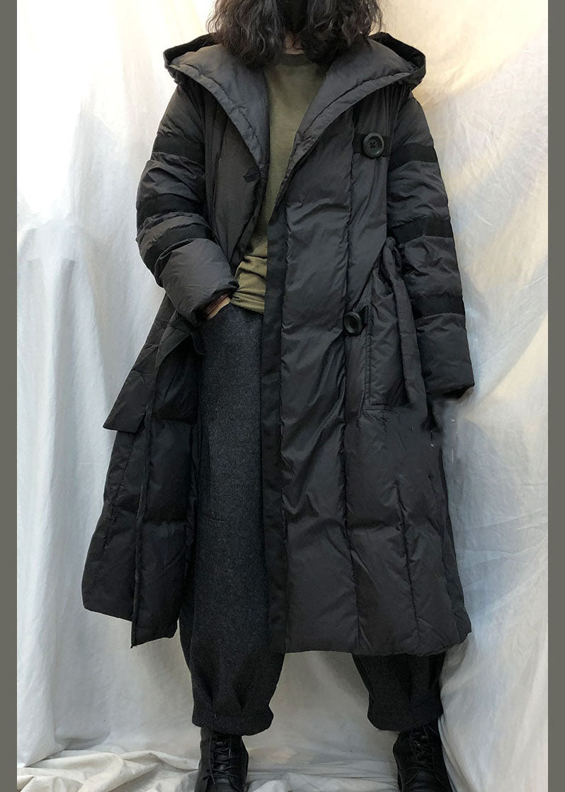 Dame Duck Down Coat med hette og slips midje 1