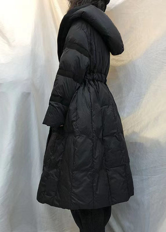Dame Duck Down Coat med hette og slips midje 2