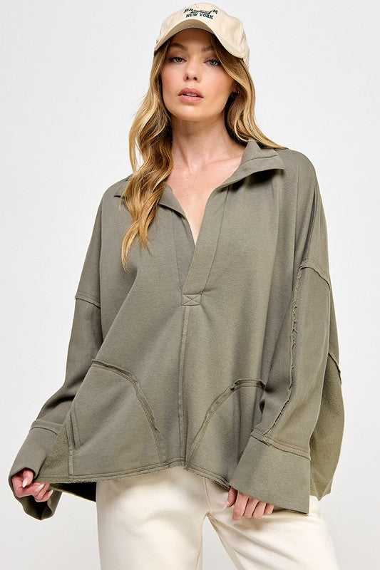 Dame Ermeløs Pullover V-Hals Lette Materialer 1