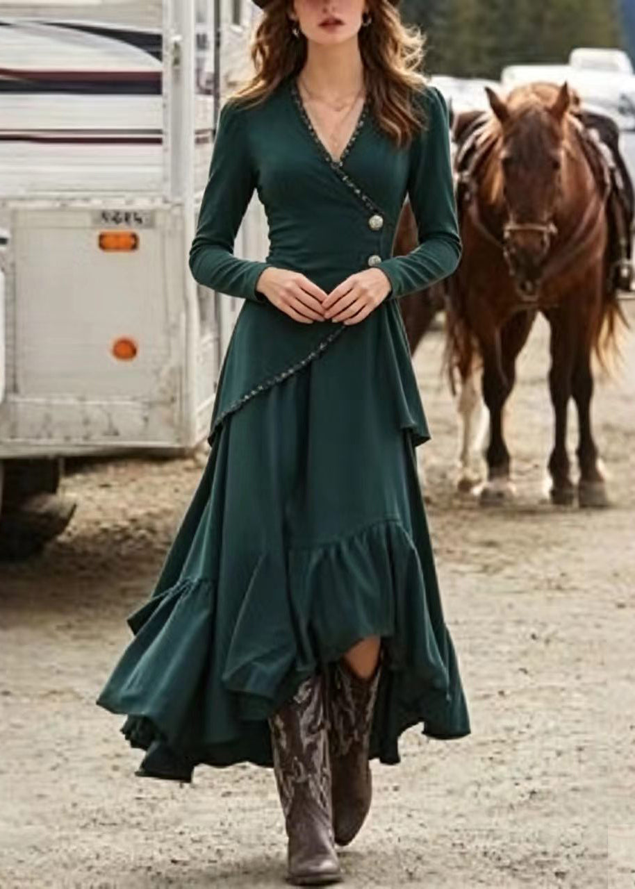 Dame Festkjole V-hals Asymmetrisk Design 2