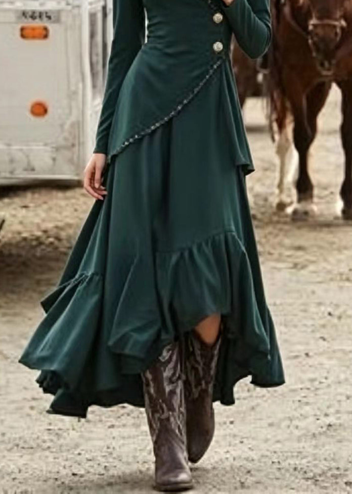 Dame Festkjole V-hals Asymmetrisk Design 4