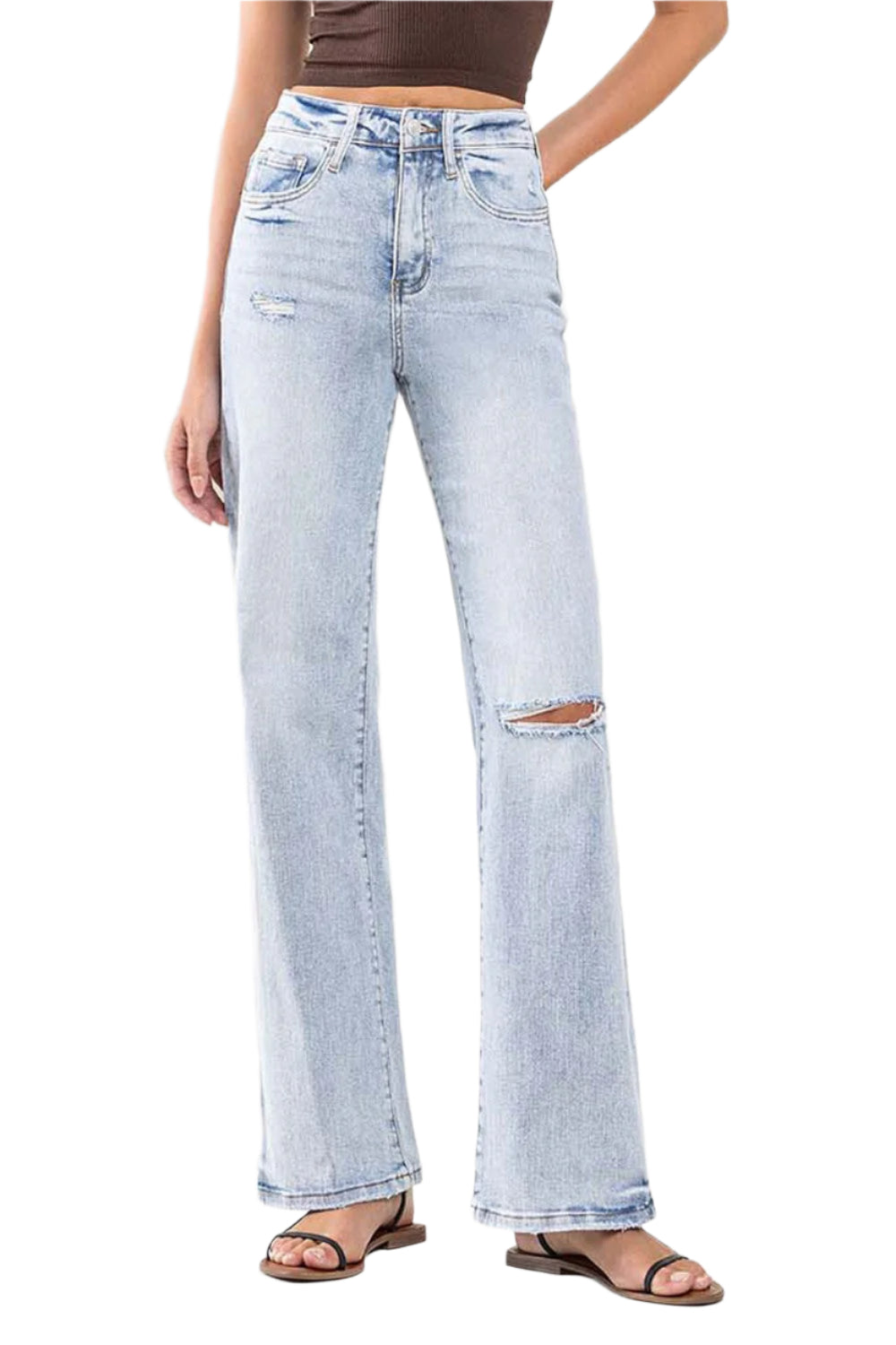 Dame Flare Jeans Høy Midje Vintage Stil 0