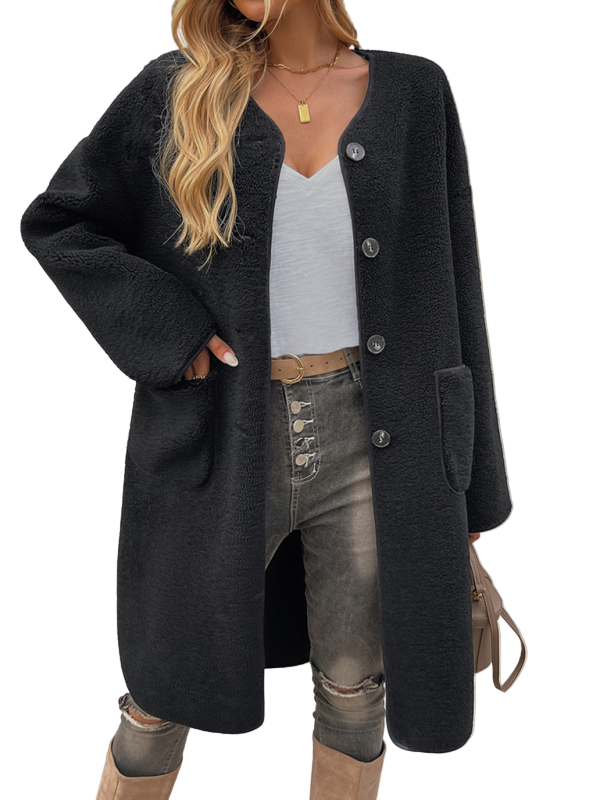 Dame Fleece Vest Lang Med Knapper 7