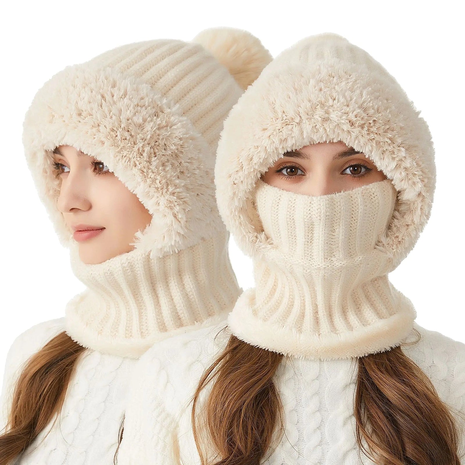 Dame Fleece Vinterlue med Snood 1