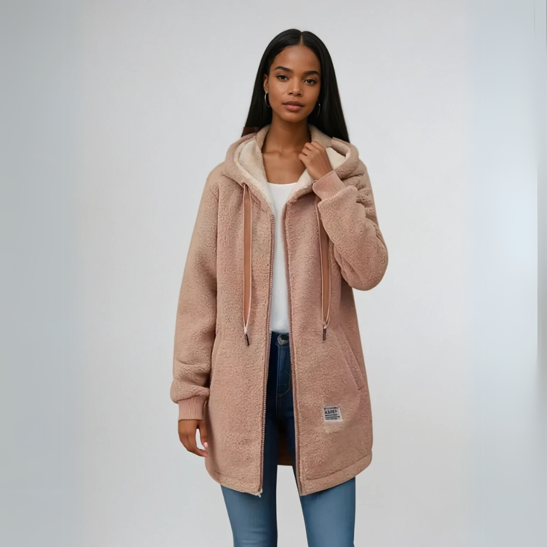 Dame Fleecejakke Oversized med Sherpa Fôr 2