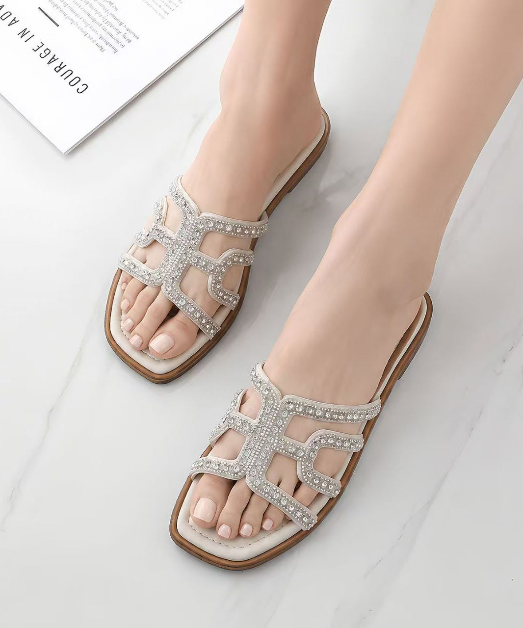 Dame Flip-Flops med Rhinestone Detaljer 1