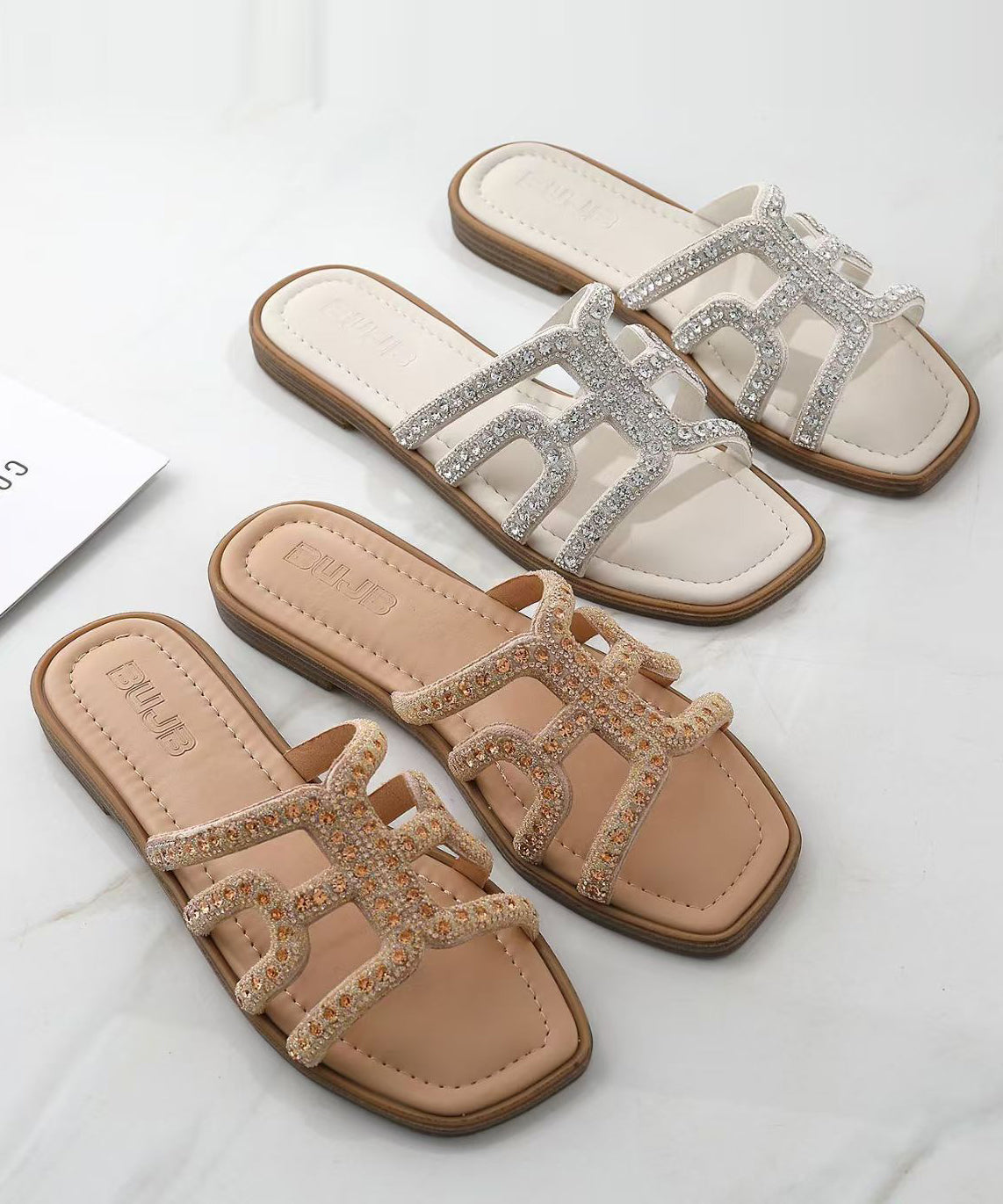 Dame Flip-Flops med Rhinestone Detaljer 4