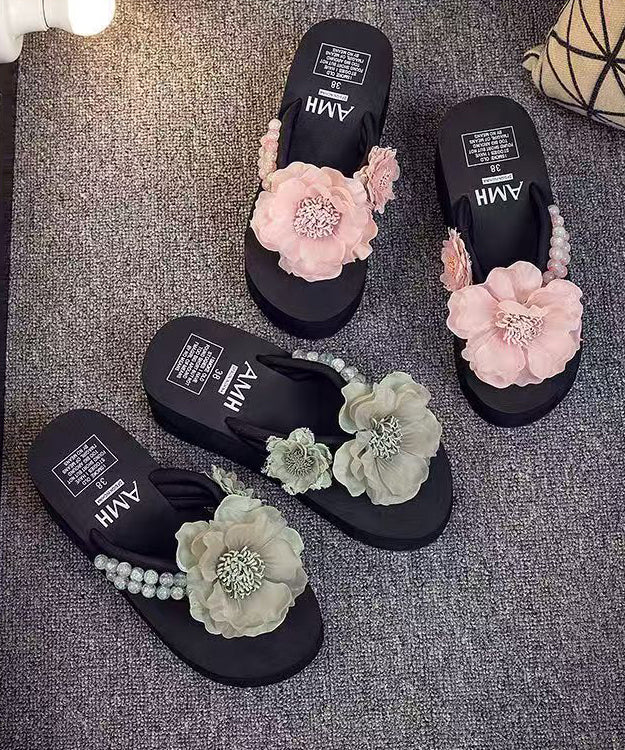 Dame Flip Flops med Plattform og Blomsterdesign 0