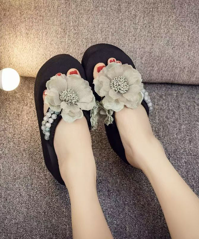 Dame Flip Flops med Plattform og Blomsterdesign 2