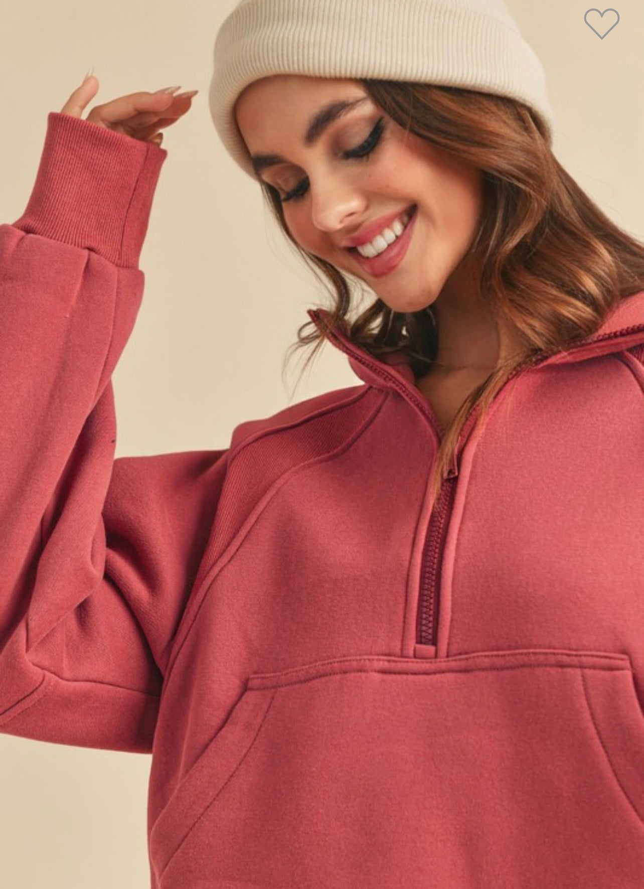 Dame Funnel Neck Half Zip Topp Polyester Blanding 1