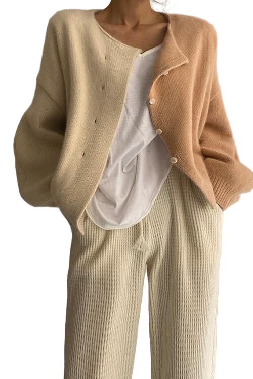 Dame Genser Cardigan Fargeblokk Drop Shoulder 0