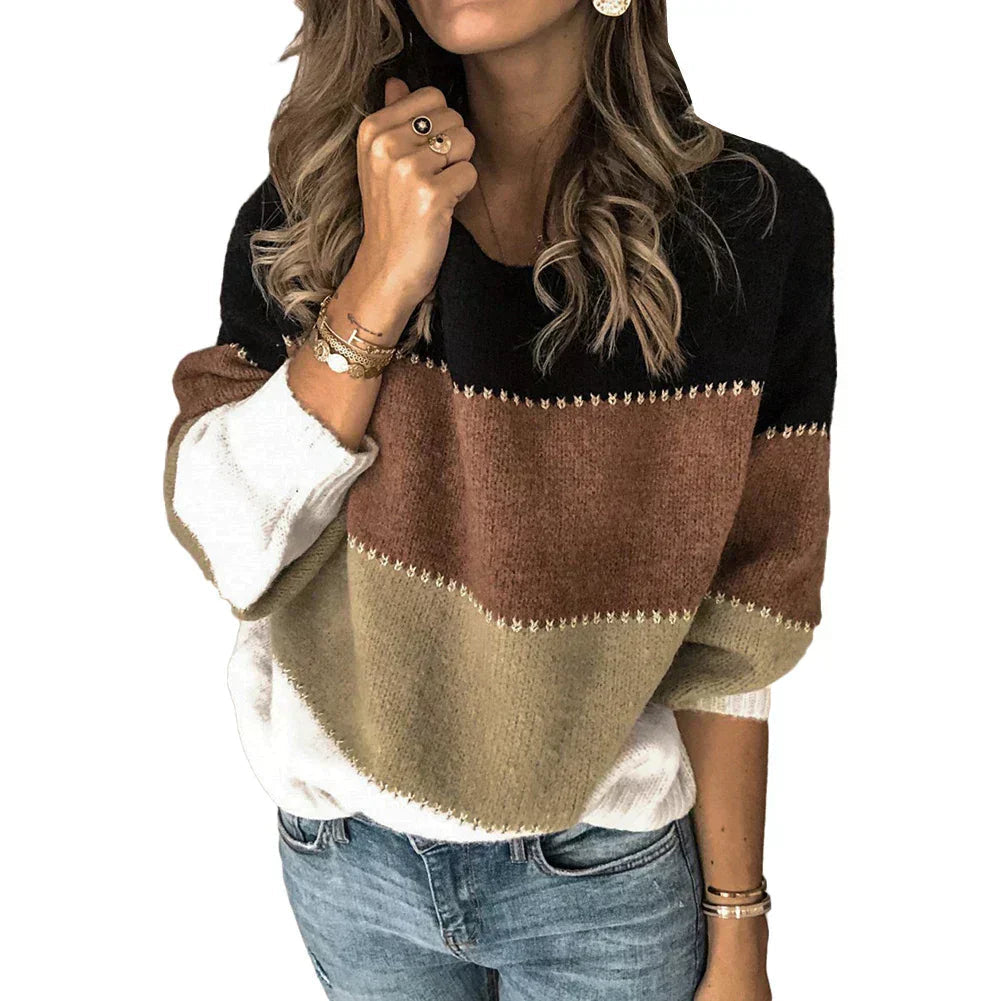 Dame Genser Colorblock Stil Moderne 3