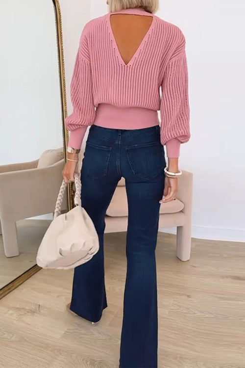 Dame Genser Crewneck med Utskjæring Moderne Stil 2