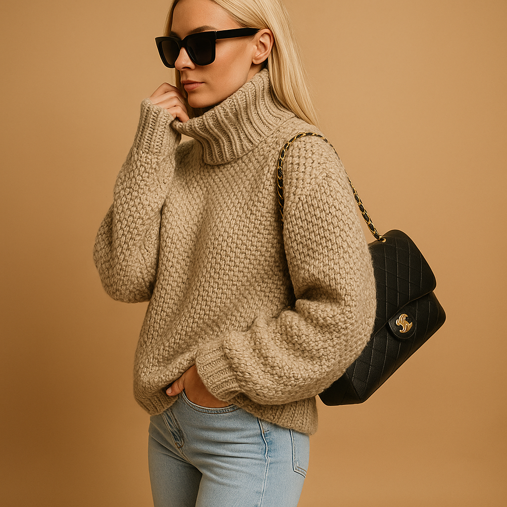 Dame Genser Strikket Klassisk Stil 1