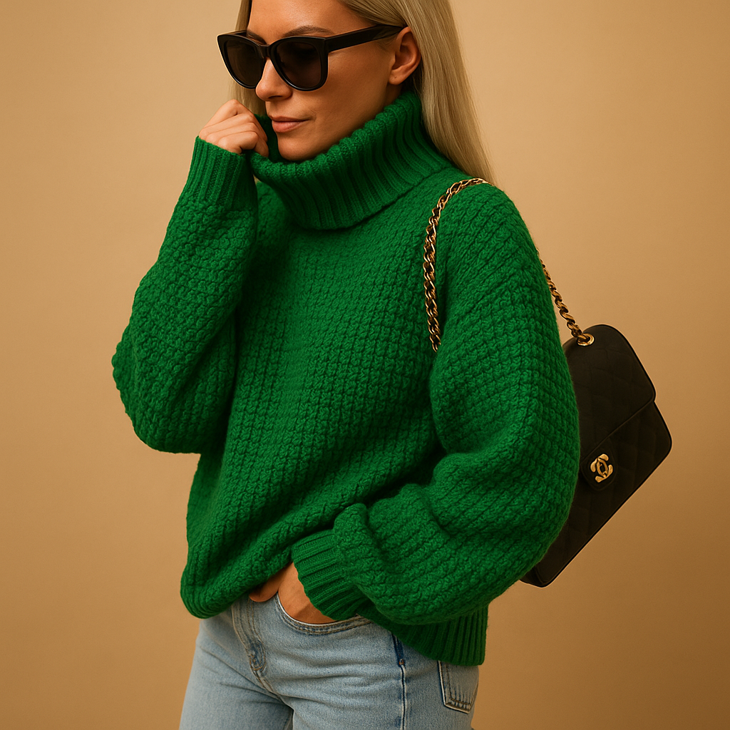 Dame Genser Strikket Klassisk Stil 3