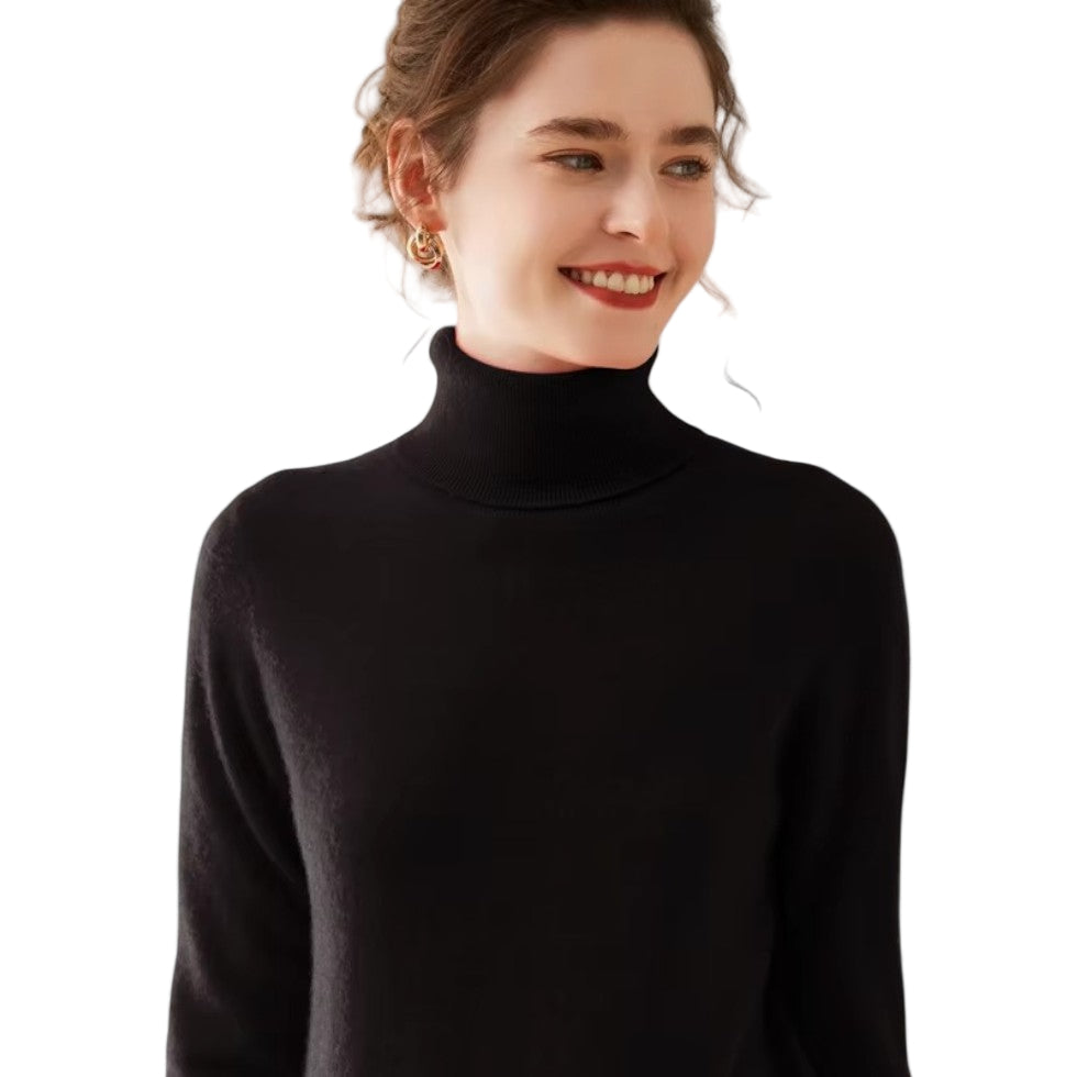 Dame Genser Turtleneck Med Grasiøs Drapering 1