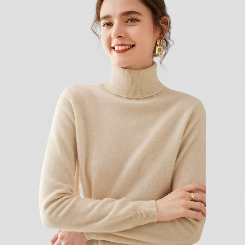 Dame Genser Turtleneck Med Grasiøs Drapering 2