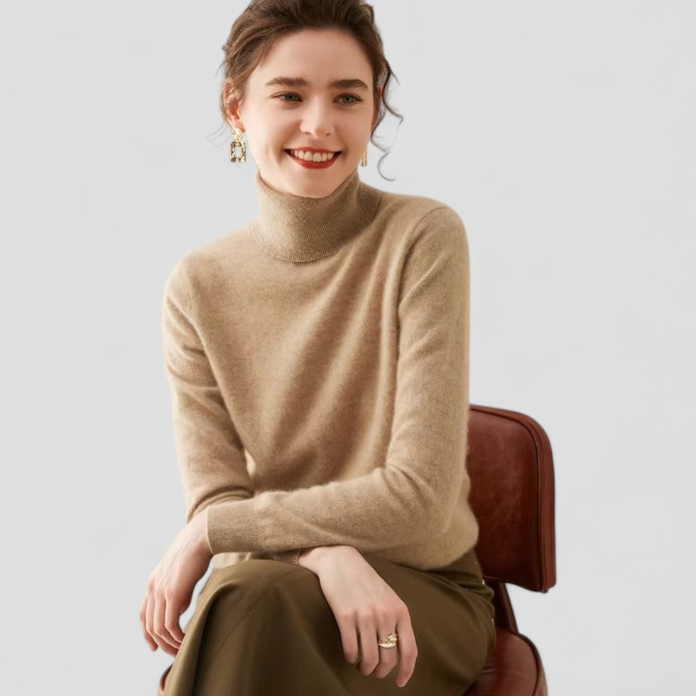 Dame Genser Turtleneck Med Grasiøs Drapering 4