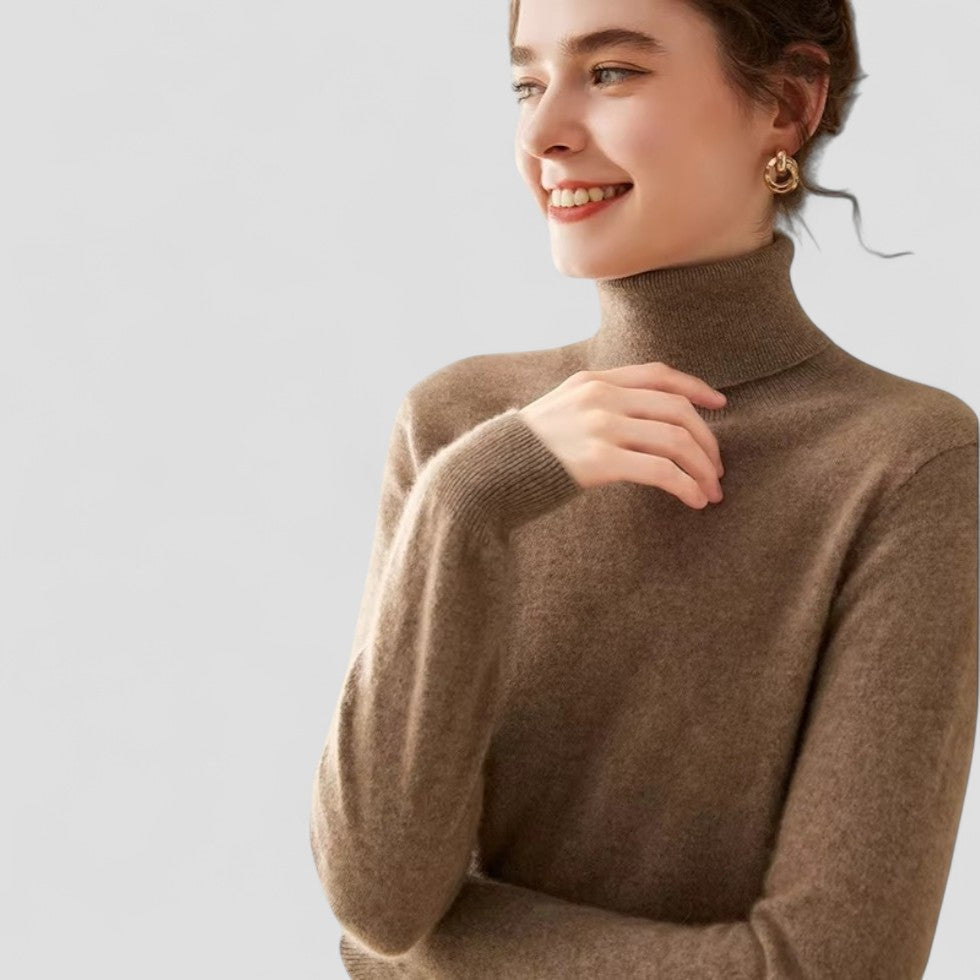 Dame Genser Turtleneck Med Grasiøs Drapering 5