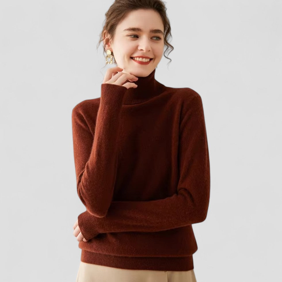 Dame Genser Turtleneck Med Grasiøs Drapering 6