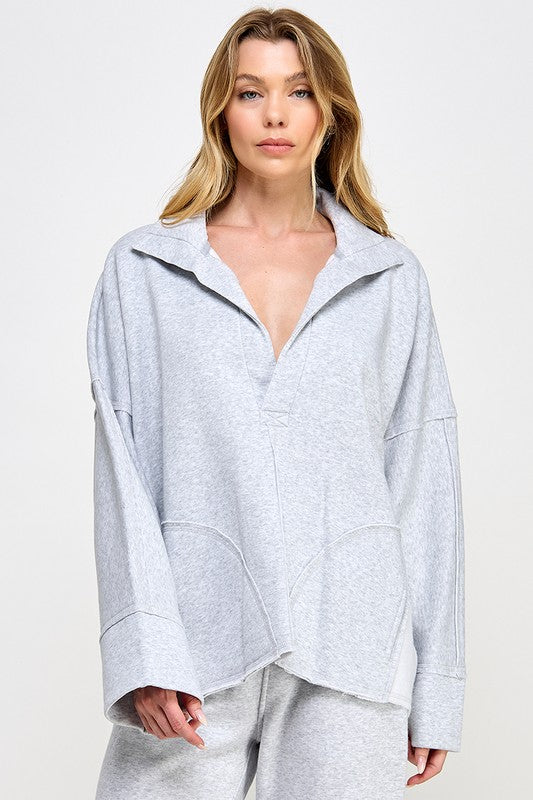 Dame Genser V-Hals Dolman Ermer Myk Lett Materiale 1