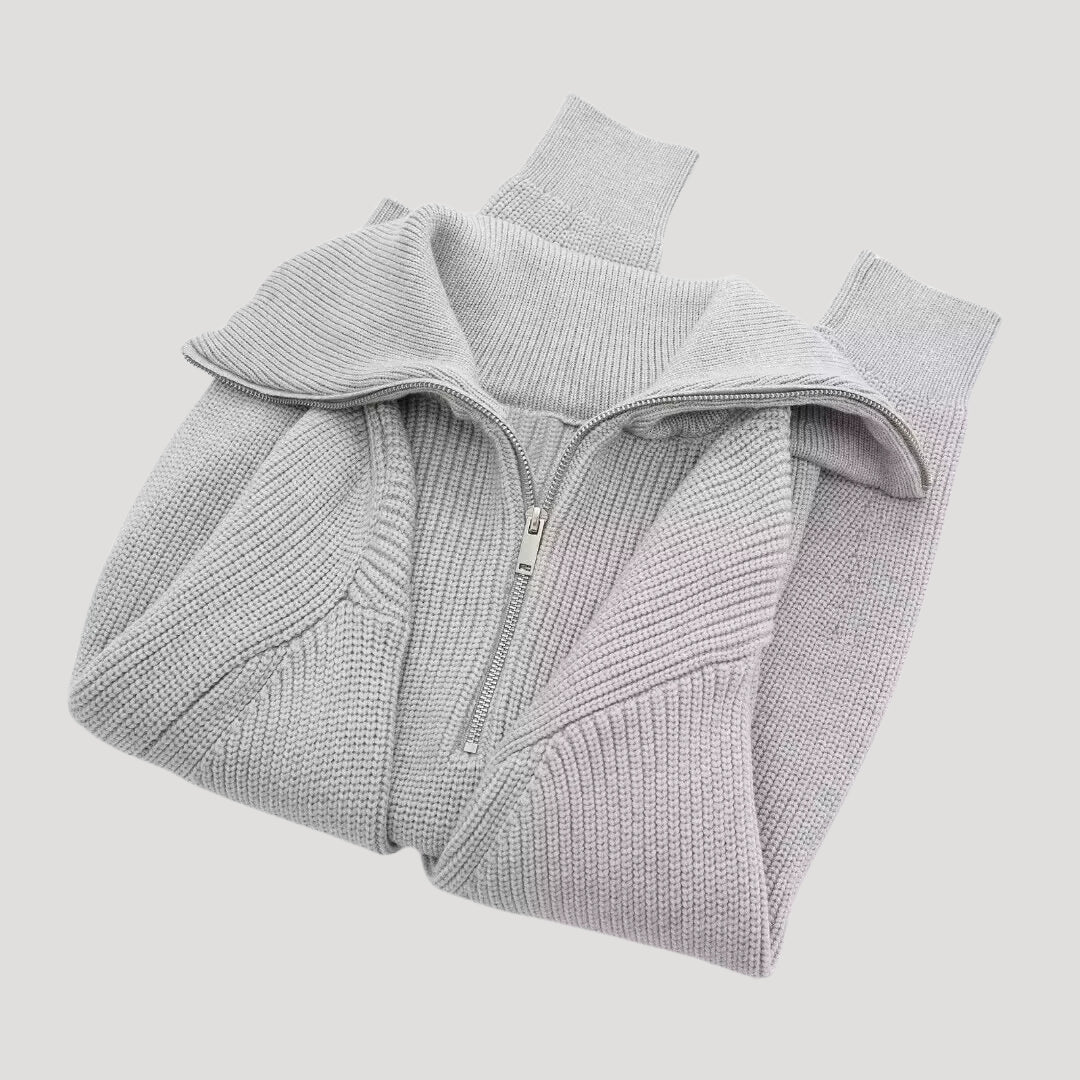 Dame Genser med Halv-Zipper Ribbet Stil 1