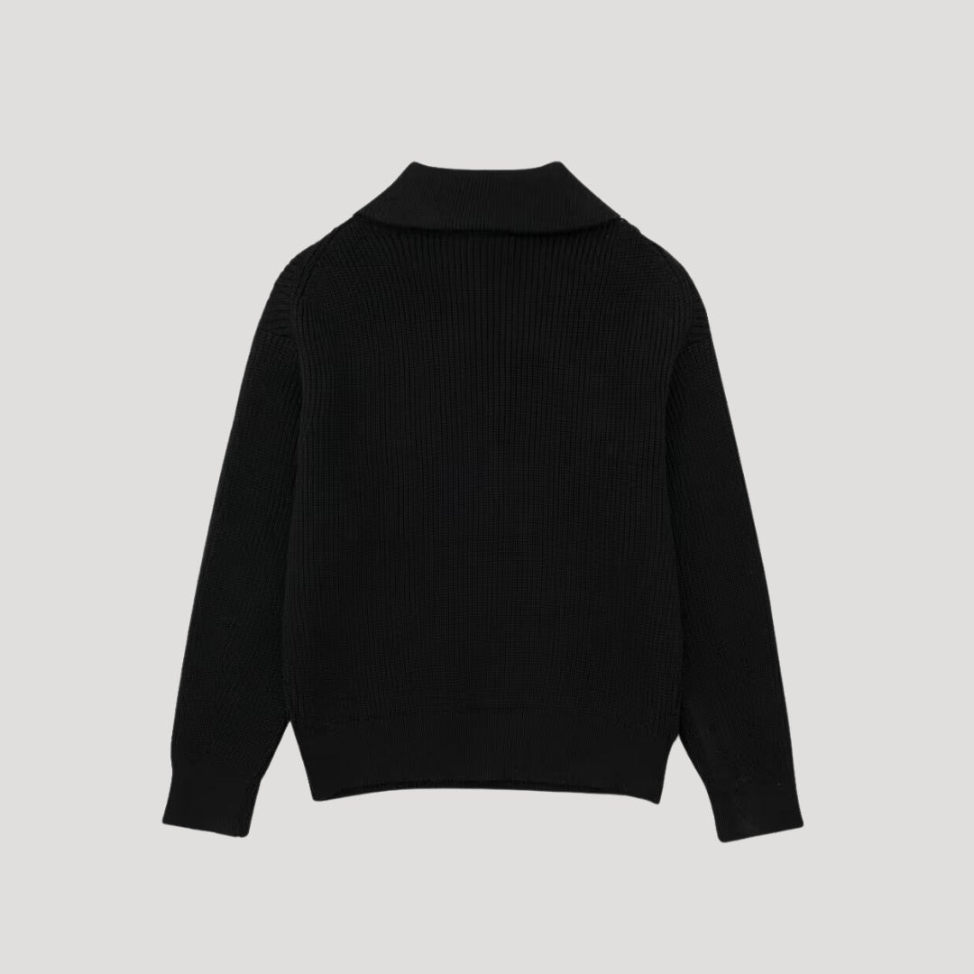 Dame Genser med Halv-Zipper Ribbet Stil 4