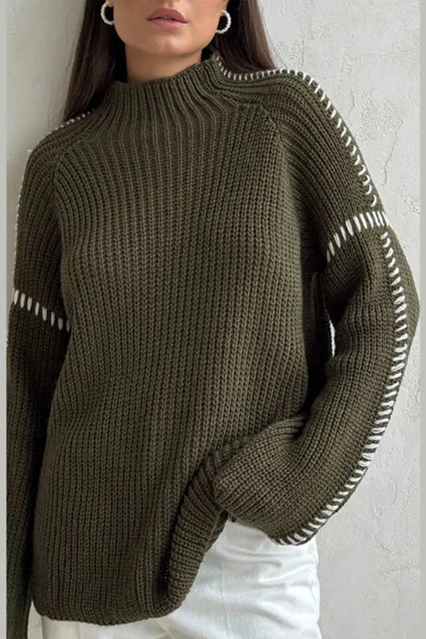 Dame Genser med Patchwork Design og Overdimensjonert Drapering 1
