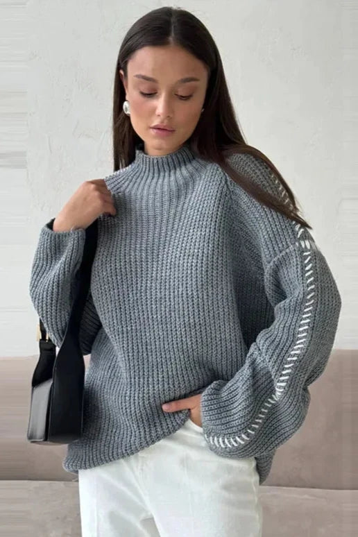 Dame Genser med Patchwork Design og Overdimensjonert Drapering 6