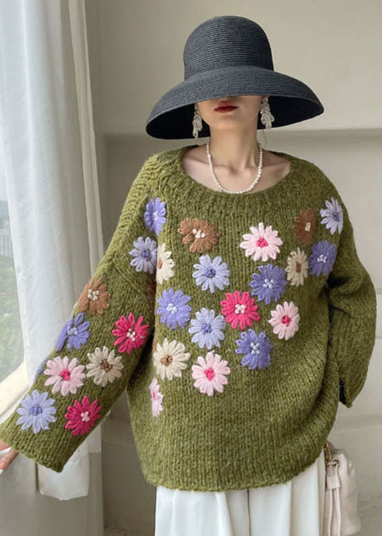 Dame Gensere med Broderte Blomster 3