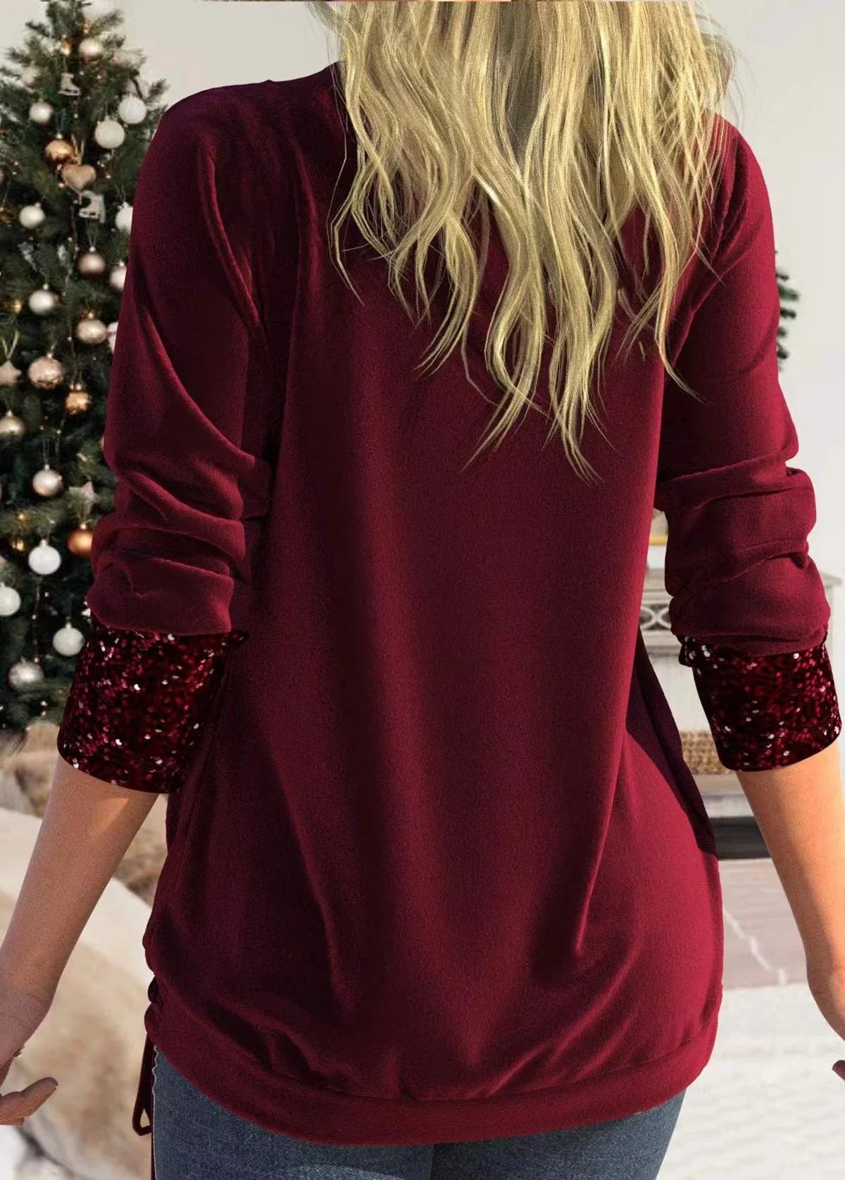 Dame Glitter Top med Dyp Utringning 1