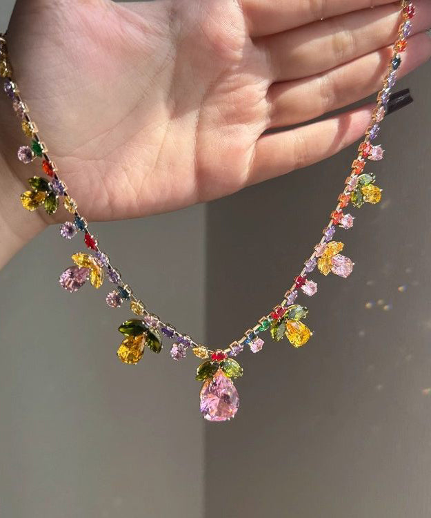 Dame Halskjede og Øredobber Sett med Krystall og Blomsterdesign 4