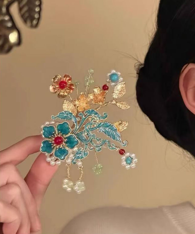 Dame Hårnål med Blomstermotiv og Perledetaljer 1